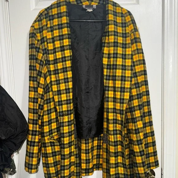 Yellow Plaid Women's Jacket by Maggie Barnes Clueless - Picture 2 of 8